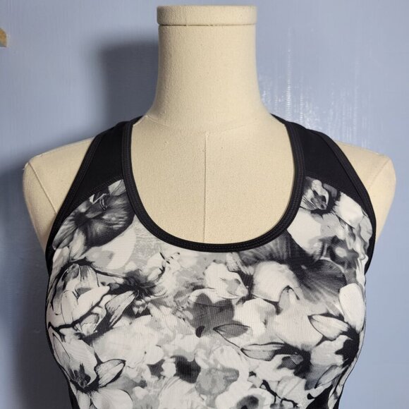 Ideology Extra Small Black White Floral Racerback Lightweight Workout Tank Top - Picture 2 of 9